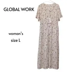 GLOBAL WORK さらさらリラックス ロングワンピース 半袖 Lサイズのサムネイル