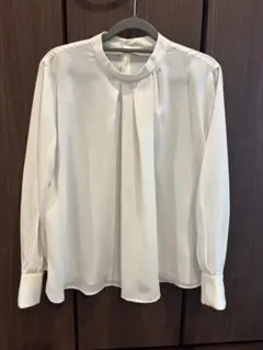 ★オペークドットクリップ アムンゼンハイネックボリュームスリーブブラウス