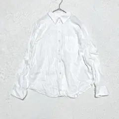 H&M エイチアンドエム 長袖シャツ ブラウス 白 M 無地 リネン レーヨン