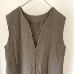 ノースリーブワンピース ロング丈 Vネック ブラウン 36 シンプル