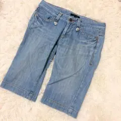 TOMMY HILFIGER デニム ハーフパンツ 刺繍ロゴ ライトブルー