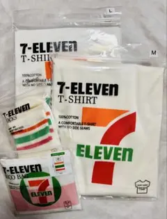 新品未開封！セブンイレブンオリジナルグッズ TシャツM L2枚・靴下＆エコバッグ