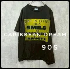 90s　英字メッセージTシャツ　ビッグプリント　黒　L