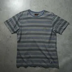 90s Kissmark ジャガード マルチボーダー Tシャツ 半袖 くすみ色