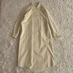 THE HINOKI シャツワンピース　コットン　ストライプ　生成り　S