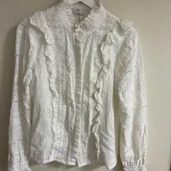 ZARA レースブラウス 長袖 ホワイト