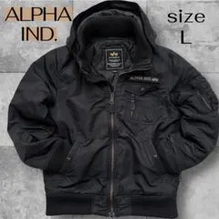 訳アリ ALPHA INDUSTRIES フーデッドリブジャケット L 黒