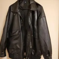 MNL ブラックフェイクレザージャケット