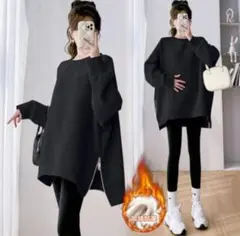 トレーナー 黒 ゆったり サイドジップ カジュアル 裏起毛 プルオーバー XL