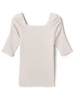 GRLスクエアネックパワショルニットトップス[rut504]オフホワイト