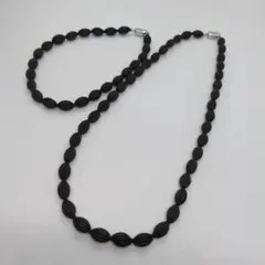 【美品】ブラックストーン ネックレス 2本セット フォーマル　オニキス系 箱