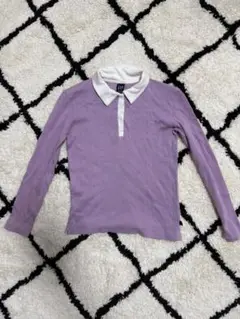 GAP パープル ポロシャツ 長袖 リブ編み
