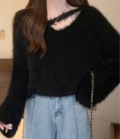 YUGA_YGMC シャギーPOトップス黒