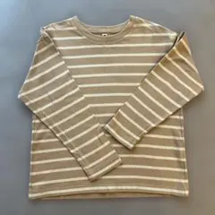 ベージュと白のストライプ 長袖カットソー