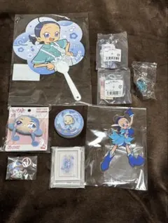 おジャ魔女どれみ妹尾あいこうちわ　めじるしアクセサリー　バッジ　アクリルスタンド