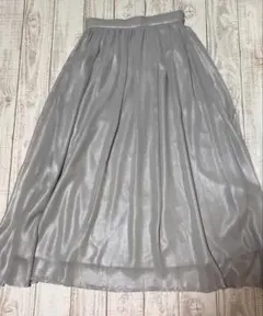【美品】シルバーラメ ロングフレアスカート 38 スカート丈87cm キラキラ春