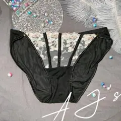 AJ’sSelect刺繍シアー×ハイレグデザインblack 上品ショーツajss