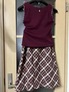 斜めチェック裾フリル 赤系 Y2Kダークコケット ホラゲ 服 フェアリーグランジ