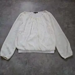 23区 シフォンブラウス 長袖 カットソー プルオーバー 38 白 1530Hのサムネイル