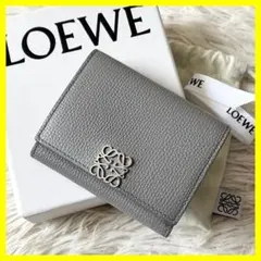 LOEWE 財布　コンパクトウォレット　アナグラム　トライフォールド　グレー