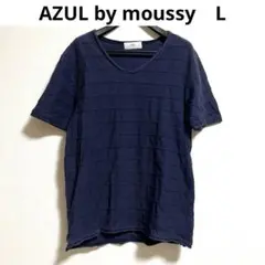 AZUL　ネイビー Vネック Tシャツ　メンズ　アズールバイマウジー
