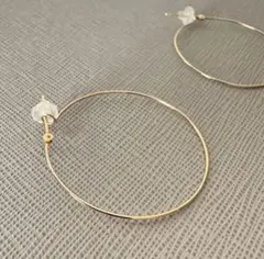 専用☆ゴールド フープピアス クリアストーン付きK18