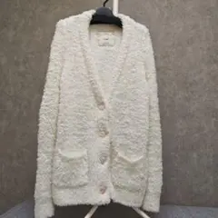 ジェラートピケ ホワイト ボタン付きカーディガン