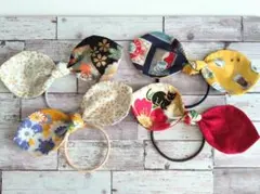 【和柄レトロ柄】うさみみリボンヘアゴム4点セット