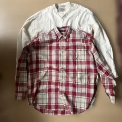 NAUTICA チェックとノーカラー長袖シャツ 2枚セット