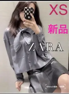 ZARAフェイクレザーリボンジャケット