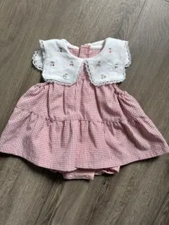 め*い様 【一度着用】ピンク ワンピース 80cm チェリー　ロンパース　モイモ