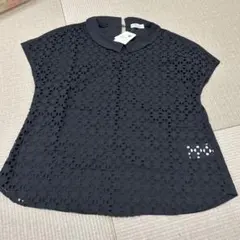 earthmusic&ecology ブラック　レースシャツ 半袖　新品タグ付き