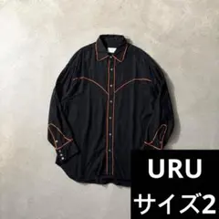 18AW URU ウエスタンシャツ 2 レーヨン 日本製 パイピングのサムネイル
