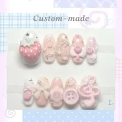 即購入❌】オーダー ネイルチップ ウィッシュコア ミラー イチゴ 音符