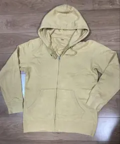 【美品】UNIQLO メンズ　フルジップ パーカー 綿100% カーキー