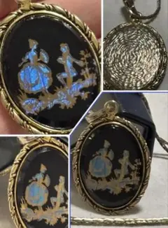 ヴィンテージペンダントネックレスモルフォ蝶長年代物レトロビンテージvintage