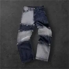 00s archive Y2K ブラックデニムパンツ opium ムラ