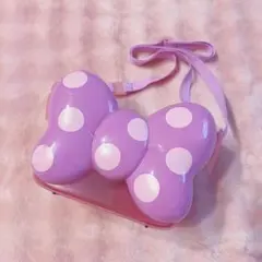 ミニー　パープル　ドット　紫　リボン　ポップコーンバケット　ショルダー　♡