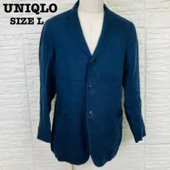 美品 ユニクロ L テーラードジャケット ネイビー 紺 ストレッチ[6442]