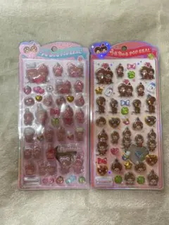 【24時間以内発送】うるちゅるポップシール　赤 ピンク モンチッチ　2枚セット