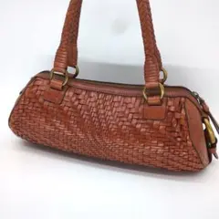 【美品】コールハーン ハンドバッグ イントレチャート レザー 茶