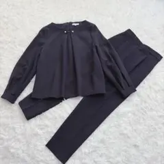 PLST プラステ セットアップ パンツ パール フォーマル ネイビー 濃紺 S