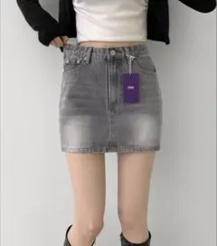 新品未使用　SONA スパンパンツインデニムミニスカート グレー