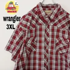 USA古着 wrangler　半袖ボタンシャツ3XL　レッドホワイト　チェック
