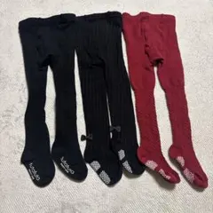 美品futafuta ベビータイツ 3点セット 黒 赤 85cm