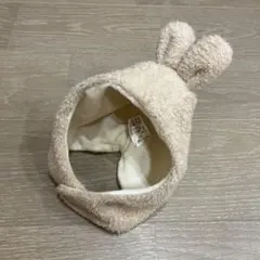 ウサ耳ベビー帽子 ベージュ 44cm