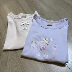 ★プティマイン　130 Tシャツ　2枚セット　女の子　ピンク　パープル
