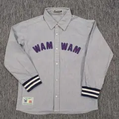 WamWam 長袖シャツ 青色 刺繍入り 130cm