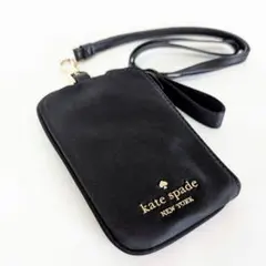 【海外限定品】ケイトスペード カードケース ネックストラップ ブラック 黒 人気