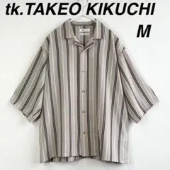 tk.TAKEO KIKUCHI 半袖シャツ M ストライプ 開襟 日本製